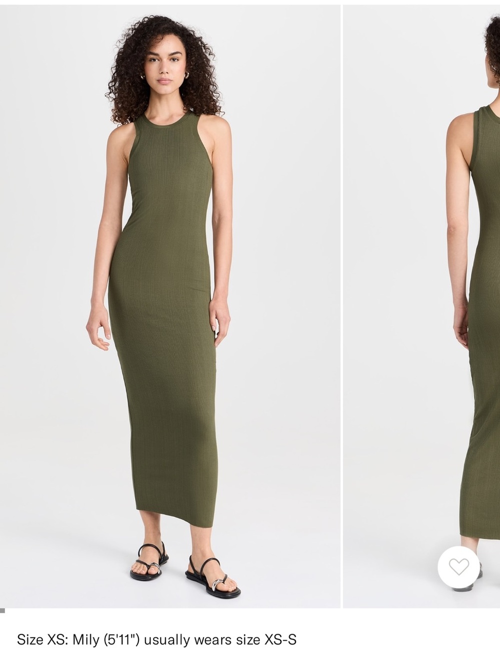 rag & bone Olive Green Ribbed Halter Maxi Dress